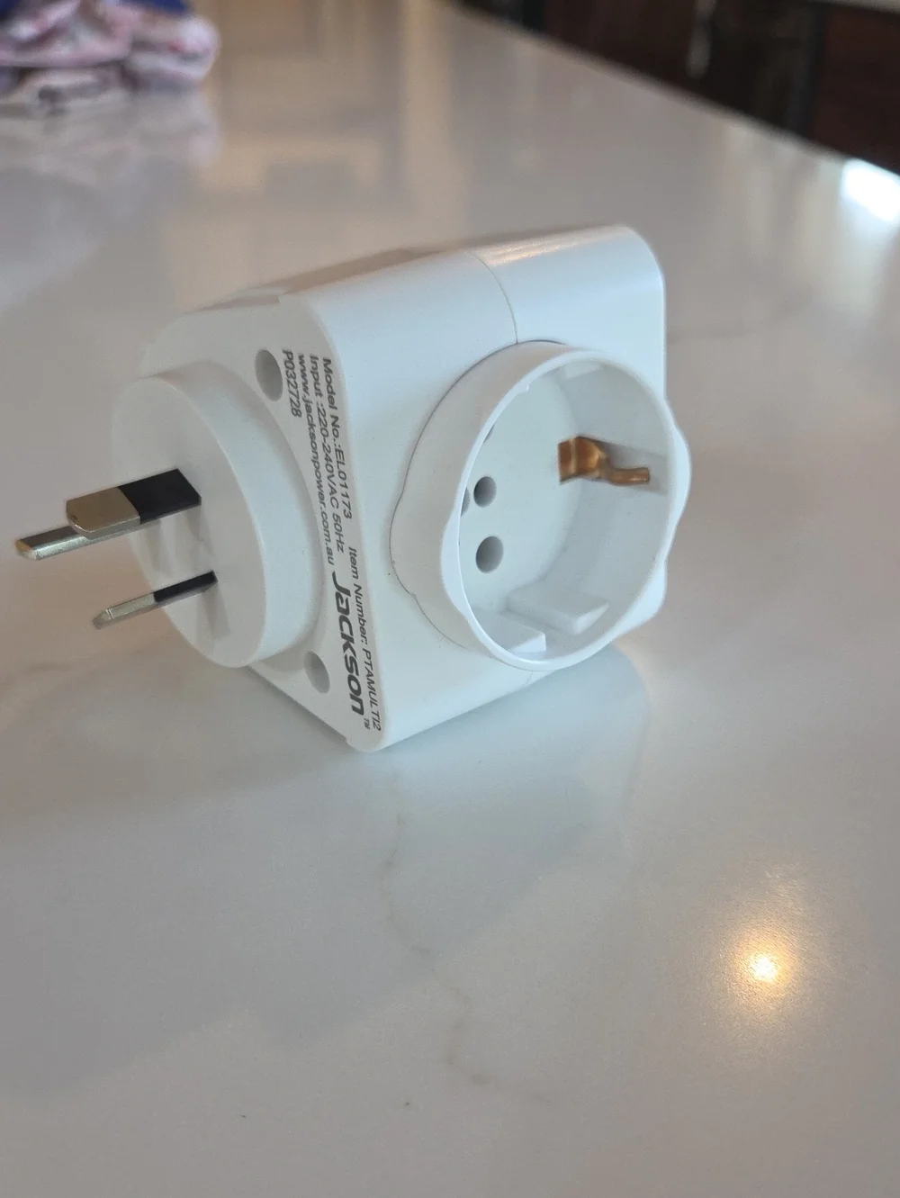 Jackson White Travel Power Plug Adapter - Universal Outlet